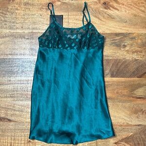 Victoria’s Secret gold label green sheer top panel cami tank slip dress
